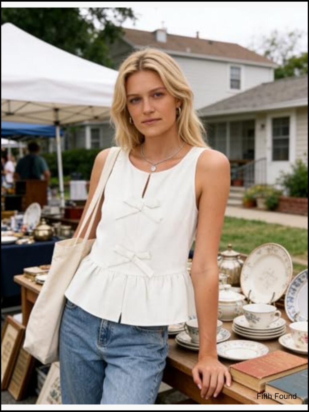 Sleeveless Peplum Tank Top Tie Front Loose Flowy Ruffle Babydoll Blouse - Picture 2 of 7